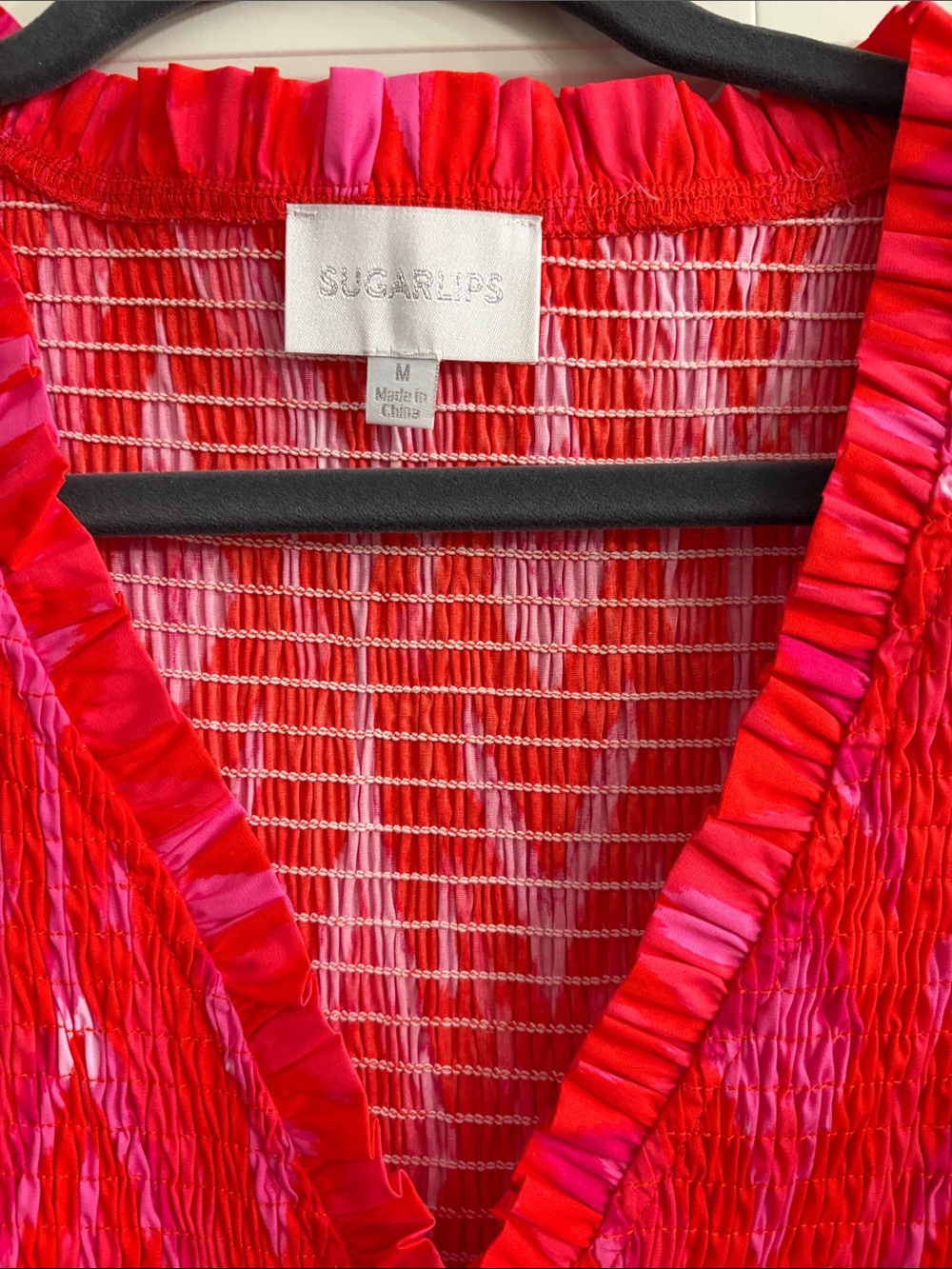 Blevin Ikat Sunfire Smocked Bodice Tiered Midi Dress - Picture 3 of 8
